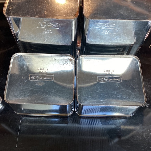VINTAGE CHROME METAL CANISTER SET BY SIGNATURE - Picture 7 of 16